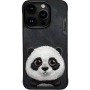 Nimmy iPhone 15 Pro Panda Serisi Nakış İşlemeli Detaylı 3D Siyah Telefon Kılıfı